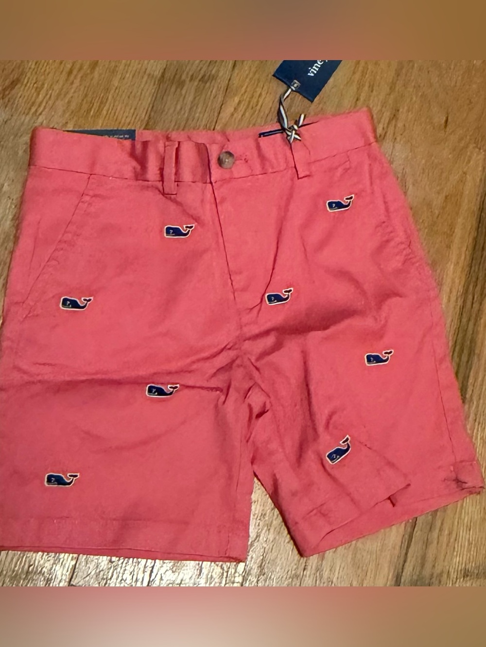 Vineyard Vines Coral Shorts with Navy Whale Embroidery logo youth size 7 boys